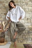 Rustic Nature Linen Blend Hippie Shake Hoodie White